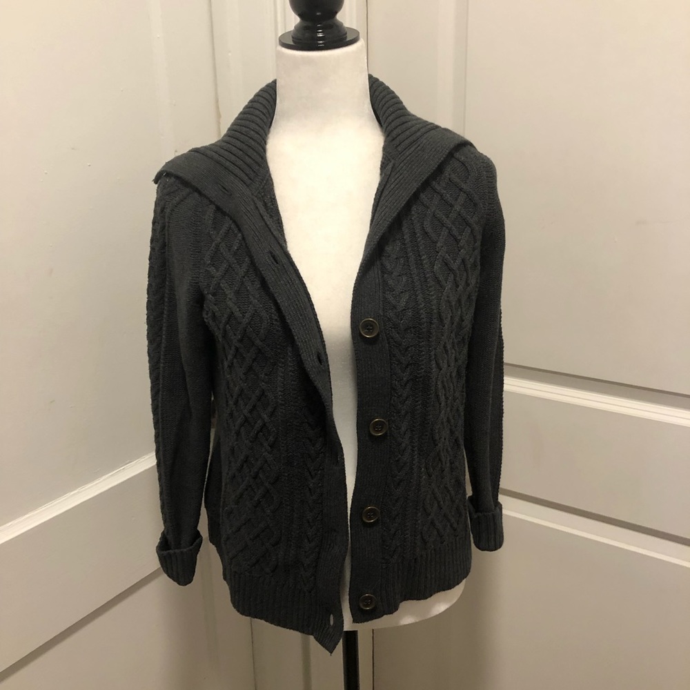 L l bean winter button up cardigan size small
